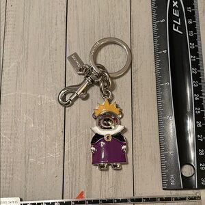 Coach Bear Keychain with Purple and Silver